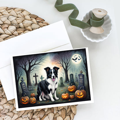 Caroline's Treasures DAC2018GCA7P Border Collie Spooky Halloween Greeting Cards and Envelopes Pack of 8 Blank Cards with Envelopes Whimsical A7 Size 5x7 Blank Greeting Cards