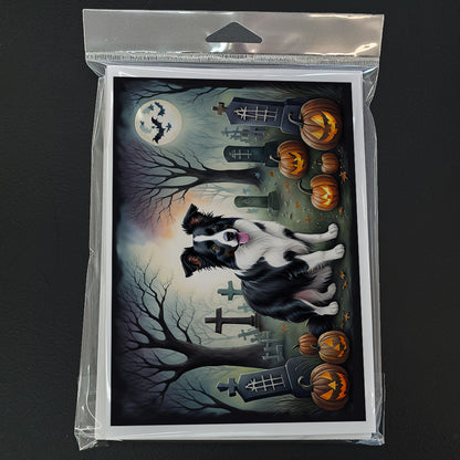 Caroline's Treasures DAC2018GCA7P Border Collie Spooky Halloween Greeting Cards and Envelopes Pack of 8 Blank Cards with Envelopes Whimsical A7 Size 5x7 Blank Greeting Cards
