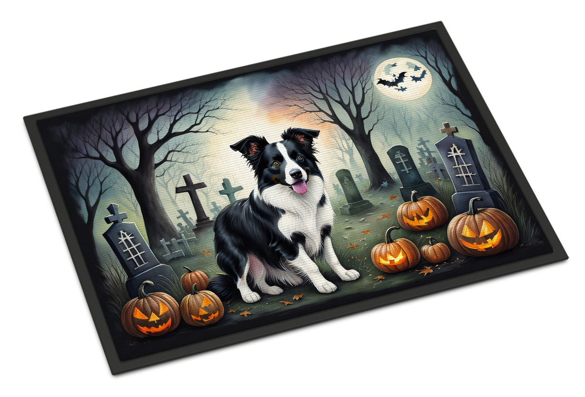Caroline's Treasures DAC2018JMAT Border Collie Spooky Halloween Indoor or Outdoor Mat 24x36 Front Door Mat Indoor Outdoor Rugs for Entryway, Non Slip Washable Low Pile, 24H X 36W