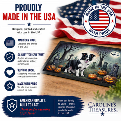 Caroline's Treasures DAC2018JMAT Border Collie Spooky Halloween Indoor or Outdoor Mat 24x36 Front Door Mat Indoor Outdoor Rugs for Entryway, Non Slip Washable Low Pile, 24H X 36W
