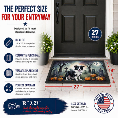 Caroline's Treasures DAC2018MAT Border Collie Spooky Halloween Doormat 18x27 Front Door Mat Indoor Outdoor Rugs for Entryway, Non Slip Washable Low Pile, 18H X 27W