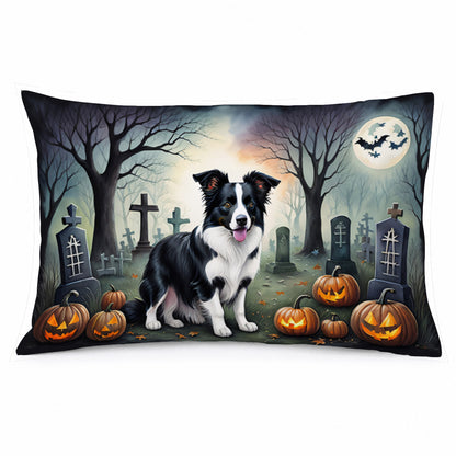 Caroline's Treasures DAC2018PILLOWCASE Border Collie Spooky Halloween Fabric Standard Pillowcase Lightweight Super Soft Easy Care Decorative Artwork Pillowcase, Standard
