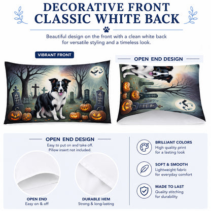 Caroline's Treasures DAC2018PILLOWCASE Border Collie Spooky Halloween Fabric Standard Pillowcase Lightweight Super Soft Easy Care Decorative Artwork Pillowcase, Standard