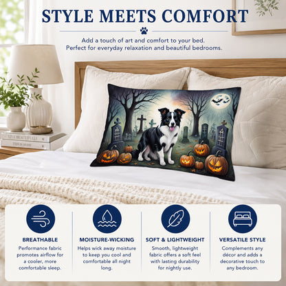 Caroline's Treasures DAC2018PILLOWCASE Border Collie Spooky Halloween Fabric Standard Pillowcase Lightweight Super Soft Easy Care Decorative Artwork Pillowcase, Standard