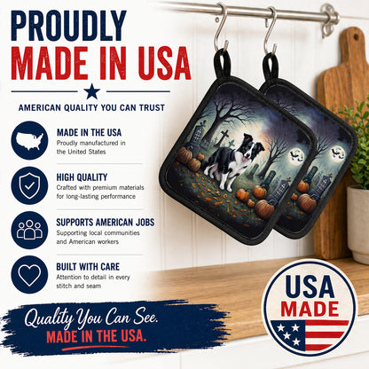 Caroline's Treasures Border Collie Dogs Set of 2 Kitchen Pot Holders