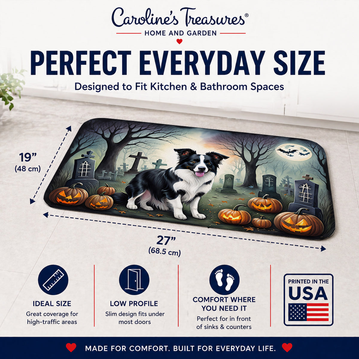 Caroline's Treasures Border Collie Dogs Memory Foam Mat 19x27
