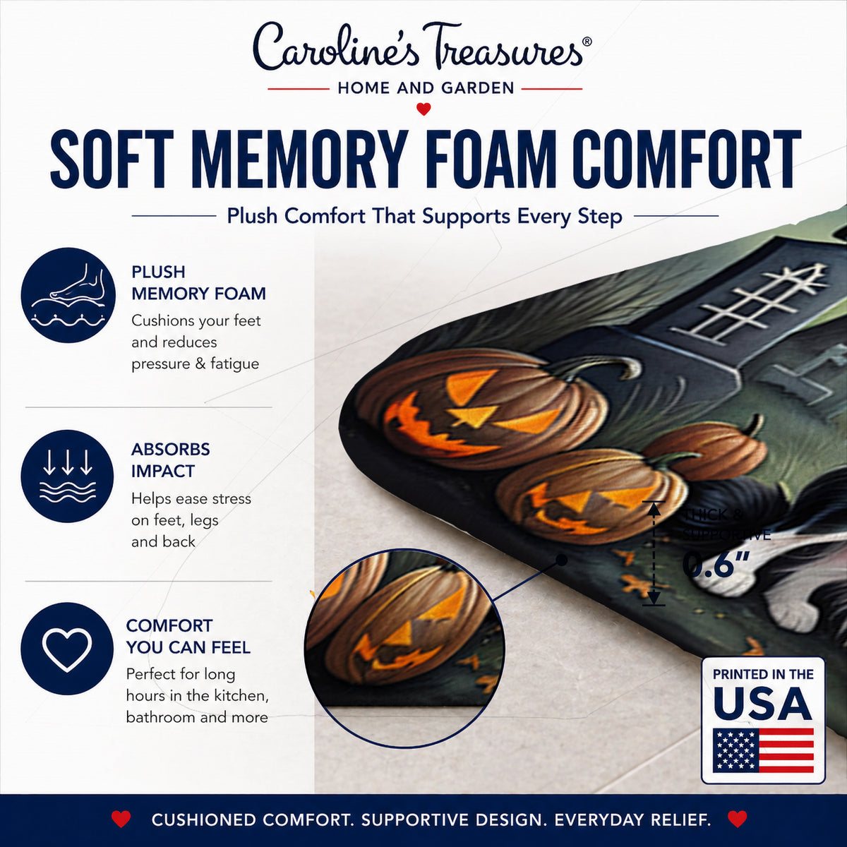 Caroline's Treasures Border Collie Dogs Memory Foam Mat 19x27