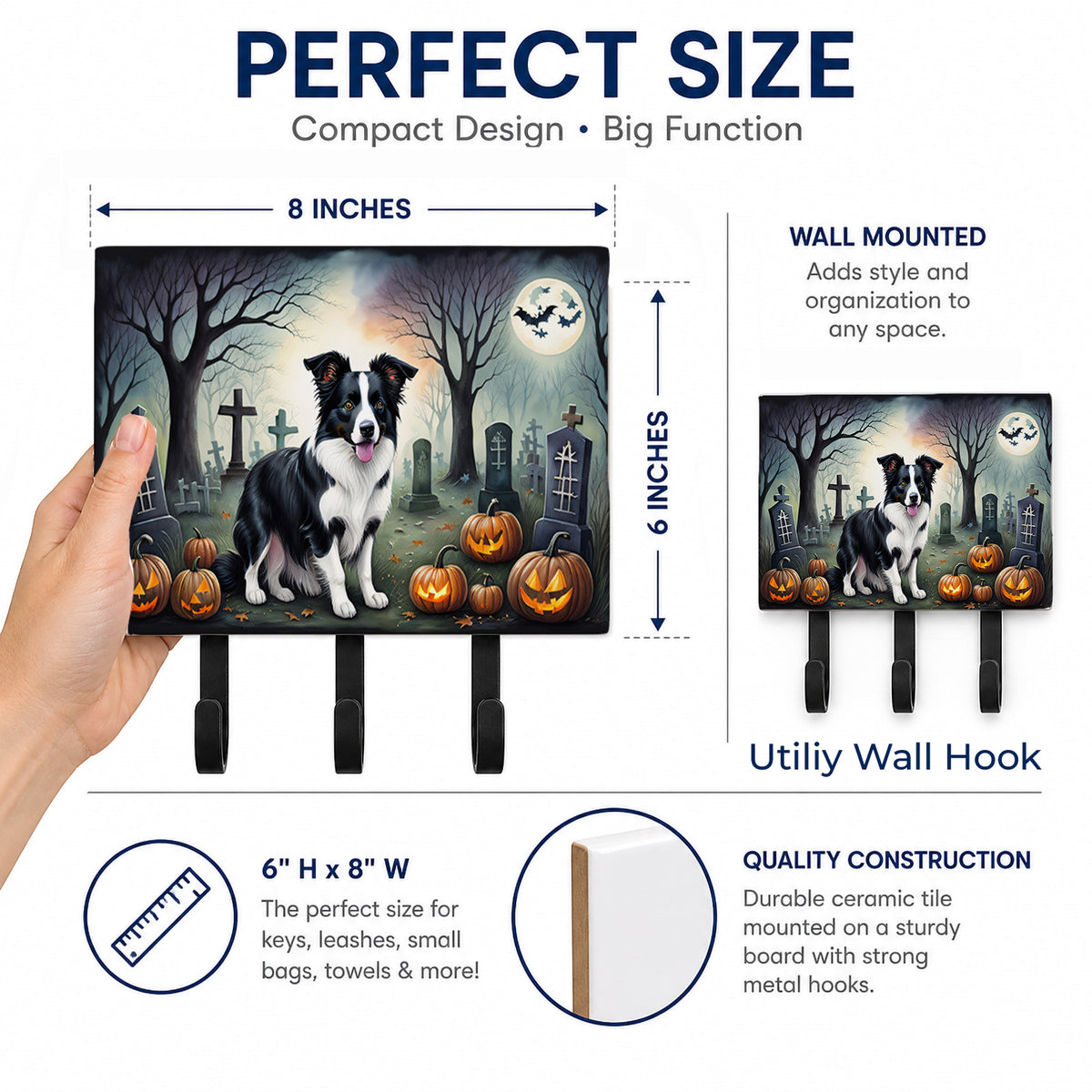 Caroline's Treasures Border Collie Dogs Ceramic Triple Wall Hook