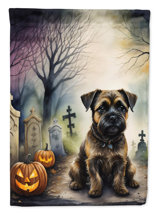 Caroline's Treasures DAC2019CHF Border Terrier Spooky Halloween House Flag Large Porch Sleeve Pole Decorative Outside Yard Banner Artwork Wall Hanging, Polyester, House Size, Multicolor