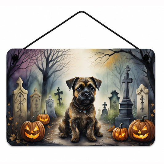 Caroline's Treasures DAC2019DS812 Border Terrier Spooky Halloween Wall or Door Hanging Prints Aluminum Metal Sign Kitchen Wall Bar Bathroom Plaque Home Decor, 8x12, Multicolor
