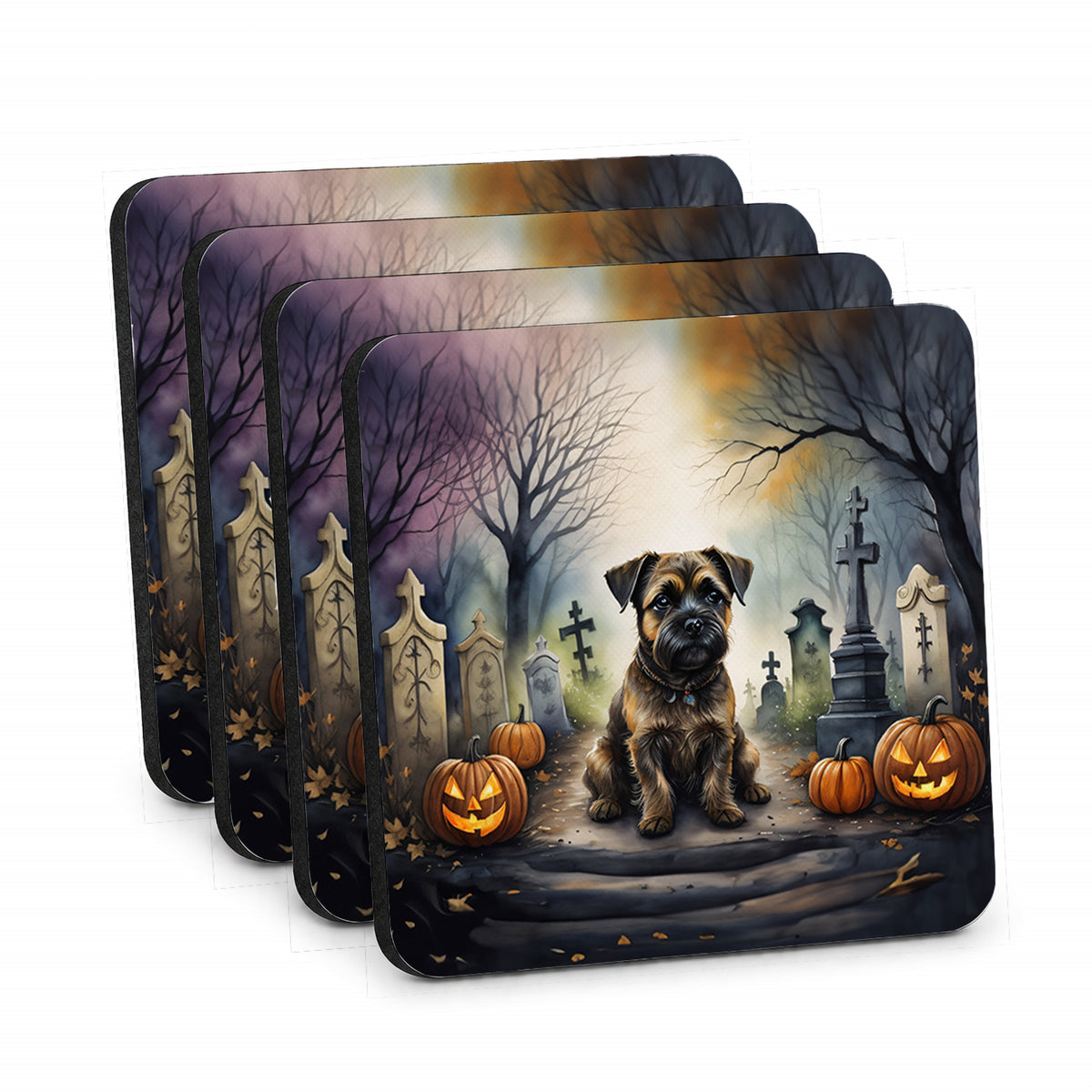 Caroline's Treasures Border Terrier Dogs Foam Drink Coasters Set of 4
