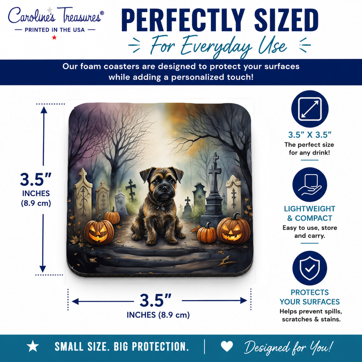 Caroline's Treasures Border Terrier Dogs Foam Drink Coasters Set of 4