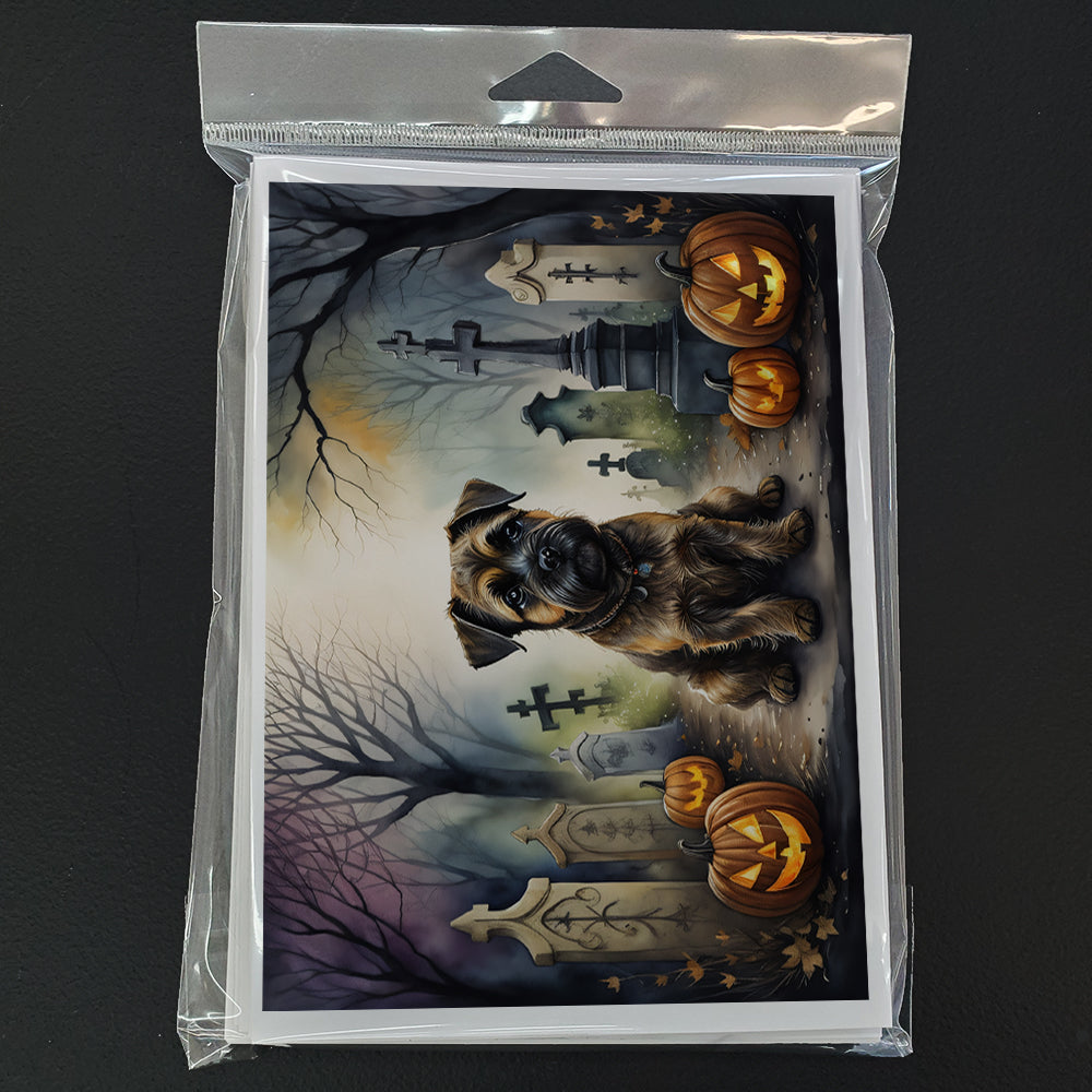 Caroline's Treasures DAC2019GCA7P Border Terrier Spooky Halloween Greeting Cards and Envelopes Pack of 8 Blank Cards with Envelopes Whimsical A7 Size 5x7 Blank Greeting Cards