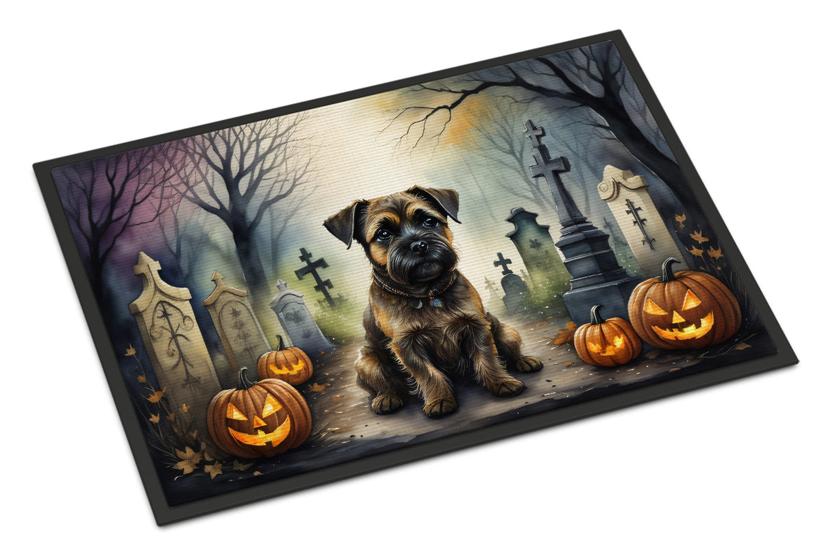 Caroline's Treasures DAC2019MAT Border Terrier Spooky Halloween Doormat 18x27 Front Door Mat Indoor Outdoor Rugs for Entryway, Non Slip Washable Low Pile, 18H X 27W