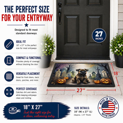 Caroline's Treasures DAC2019MAT Border Terrier Spooky Halloween Doormat 18x27 Front Door Mat Indoor Outdoor Rugs for Entryway, Non Slip Washable Low Pile, 18H X 27W