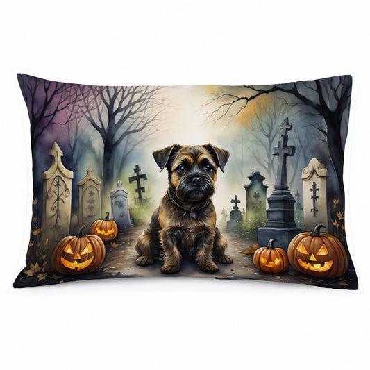 Caroline's Treasures DAC2019PILLOWCASE Border Terrier Spooky Halloween Fabric Standard Pillowcase Lightweight Super Soft Easy Care Decorative Artwork Pillowcase, Standard