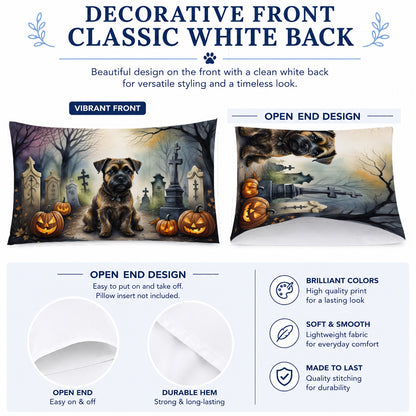 Caroline's Treasures DAC2019PILLOWCASE Border Terrier Spooky Halloween Fabric Standard Pillowcase Lightweight Super Soft Easy Care Decorative Artwork Pillowcase, Standard