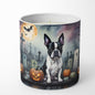 Caroline's Treasures DAC2020CDL Boston Terrier Spooky Halloween Decorative Soy Candle Nature Soy Wax Essential Oil Home Decor Ideal for Bedroom Kitchen Bath Office Gift, 10 oz