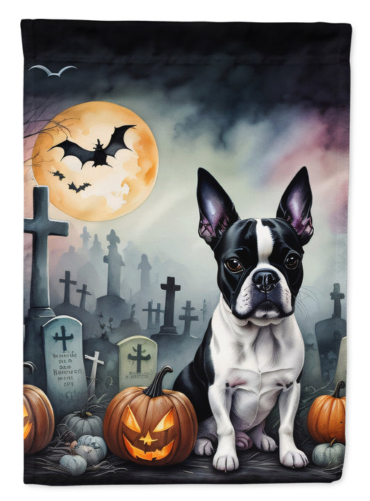 Caroline's Treasures DAC2020CHF Boston Terrier Spooky Halloween House Flag Large Porch Sleeve Pole Decorative Outside Yard Banner Artwork Wall Hanging, Polyester, House Size, Multicolor