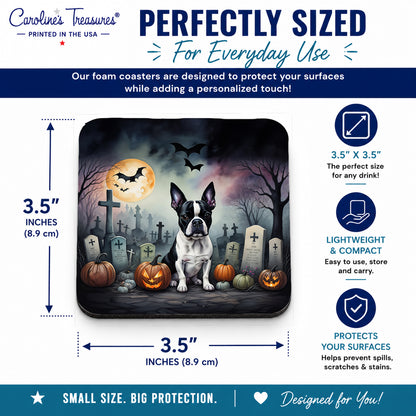 Caroline's Treasures Boston Terrier Dogs Foam Drink Coasters Set of 4