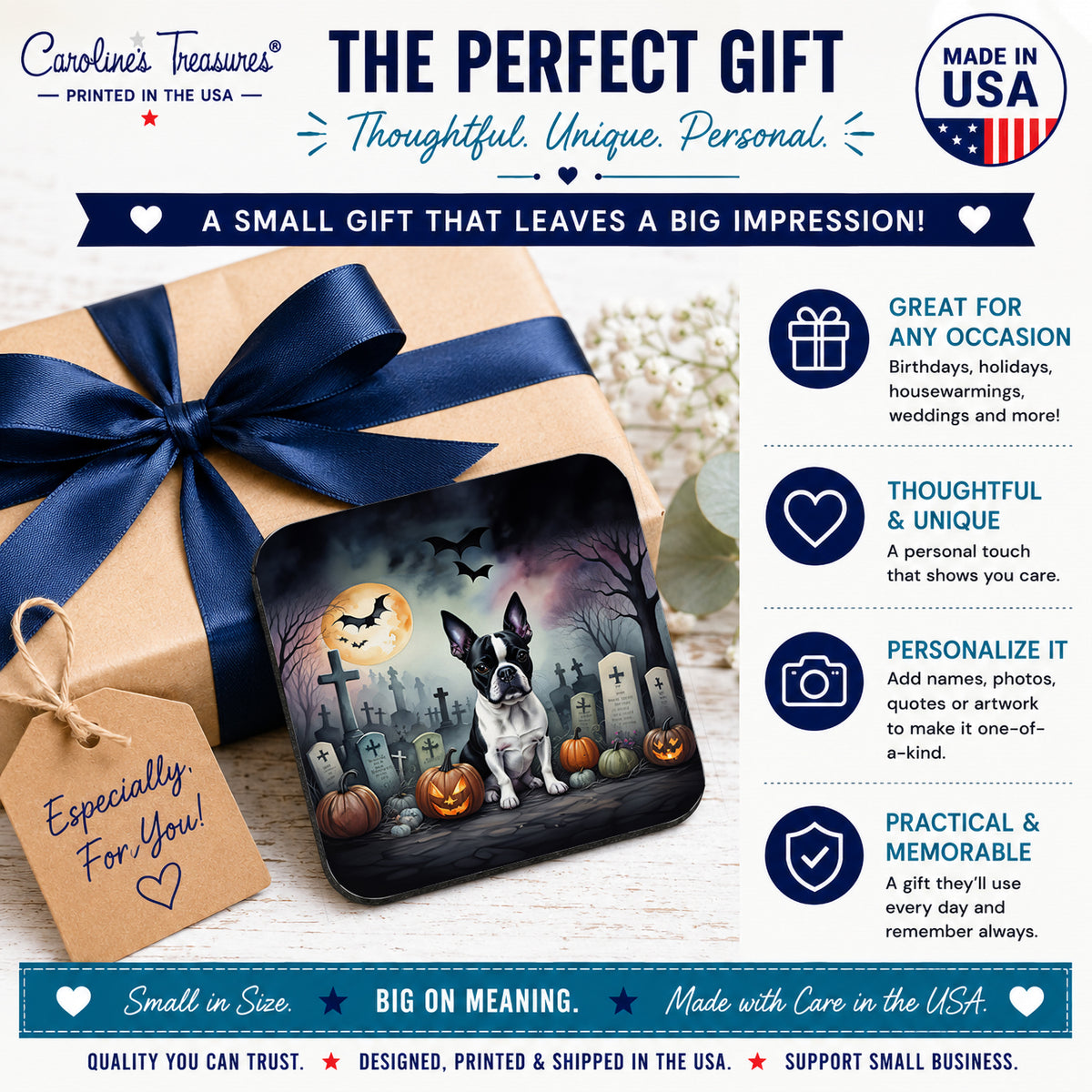 Caroline's Treasures Boston Terrier Dogs Foam Drink Coasters Set of 4