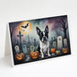 Caroline's Treasures DAC2020GCA7P Boston Terrier Spooky Halloween Greeting Cards and Envelopes Pack of 8 Blank Cards with Envelopes Whimsical A7 Size 5x7 Blank Greeting Cards