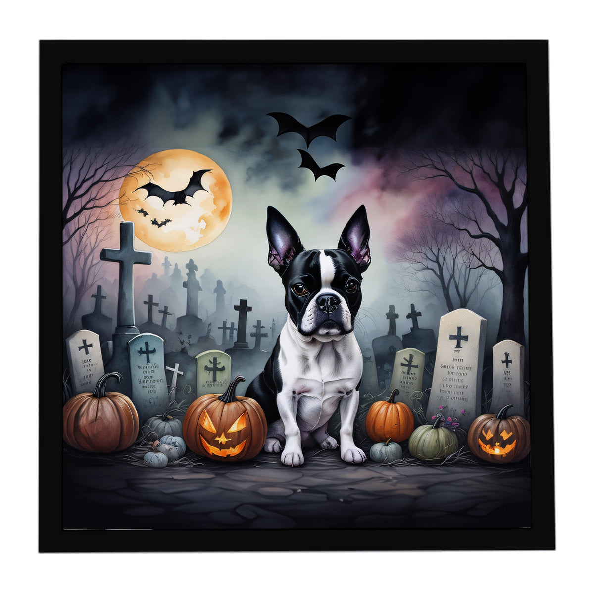Caroline's Treasures Boston Terrier Dogs Framed Metal Wall Art 8 x 8 Inch