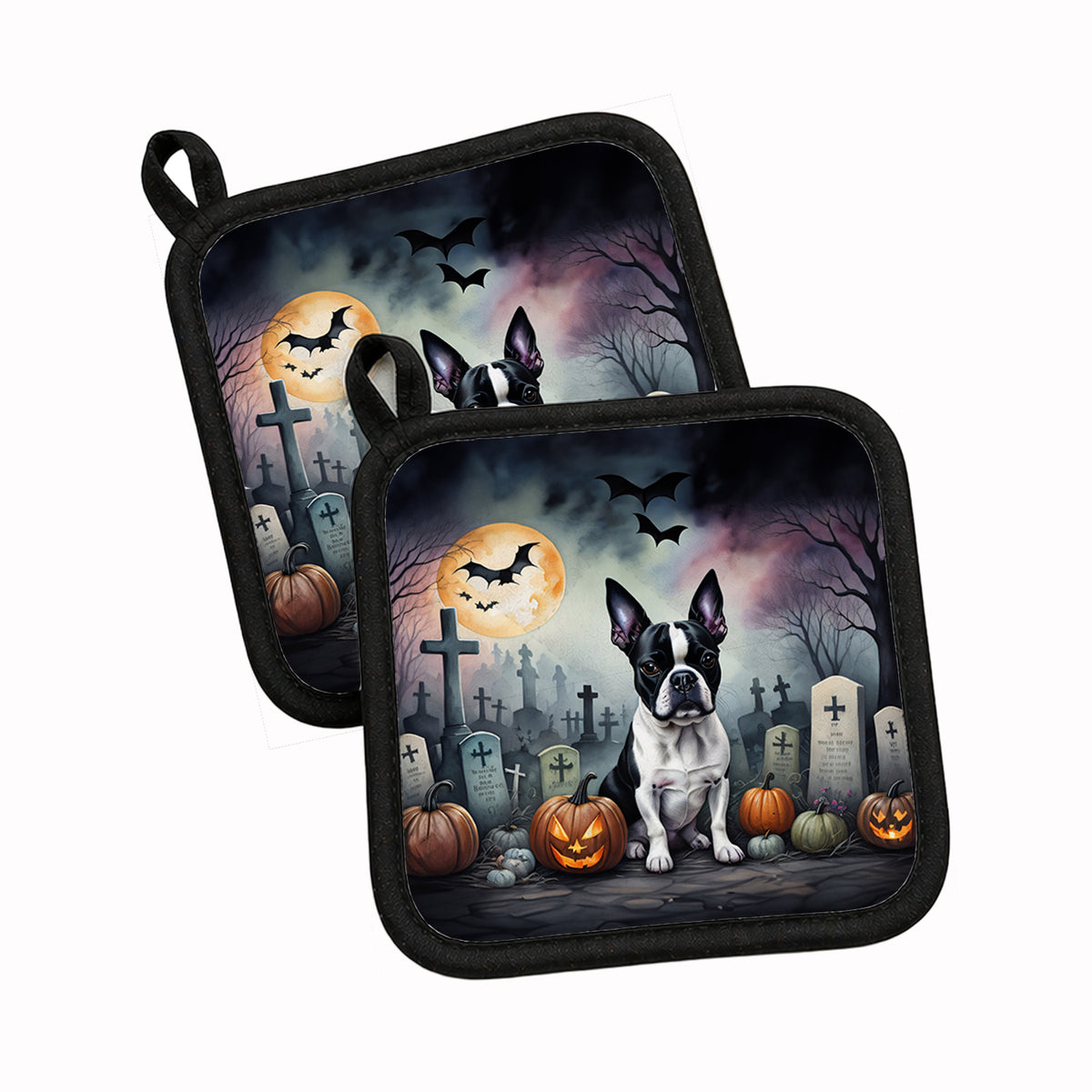 Caroline's Treasures Boston Terrier Dogs Set of 2 Kitchen Pot Holders