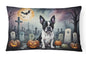 Caroline's Treasures DAC2020PW1216 Boston Terrier Spooky Halloween Fabric Decorative Pillow Machine Washable, Indoor Outdoor Decorative Pillow for Couch, Bed or Patio, 12HX16W
