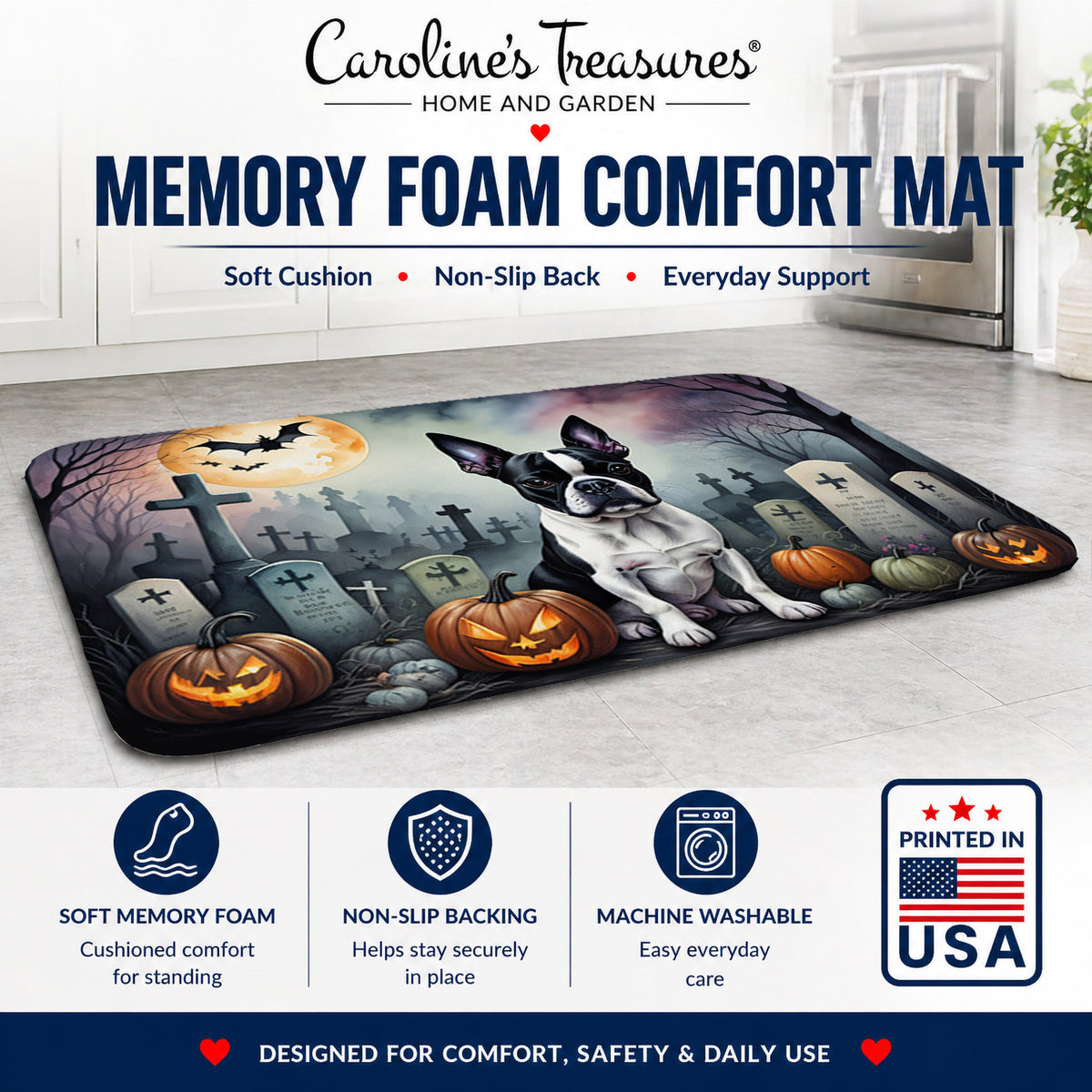 Caroline's Treasures Boston Terrier Dogs Memory Foam Mat 19x27