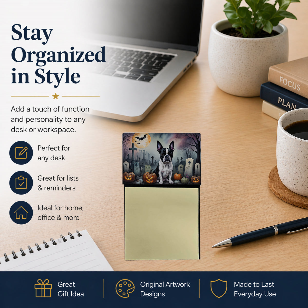 Caroline's Treasures Boston Terrier Dogs Decorative Sticky Note Holder