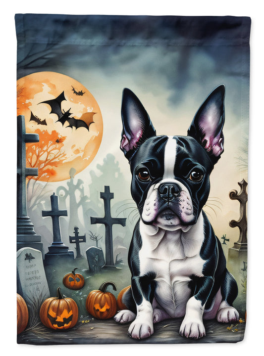 Caroline's Treasures DAC2021CHF Boston Terrier Spooky Halloween House Flag Large Porch Sleeve Pole Decorative Outside Yard Banner Artwork Wall Hanging, Polyester, House Size, Multicolor