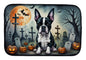 Caroline's Treasures DAC2021DDM Boston Terrier Spooky Halloween Dish Drying Mat Absorbent Dish Drying Mat Pad for Kitchen Counter Dish Drainer Mat for Countertop, 14 x 21, Multicolor