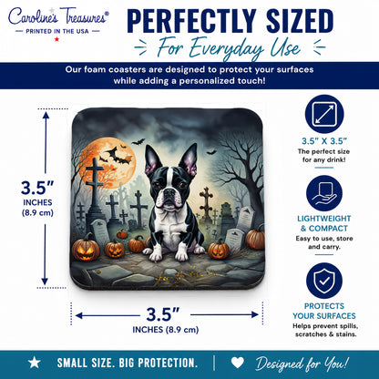 Caroline's Treasures Boston Terrier Dogs Foam Drink Coasters Set of 4
