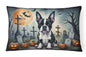 Caroline's Treasures DAC2021PW1216 Boston Terrier Spooky Halloween Fabric Decorative Pillow Machine Washable, Indoor Outdoor Decorative Pillow for Couch, Bed or Patio, 12HX16W
