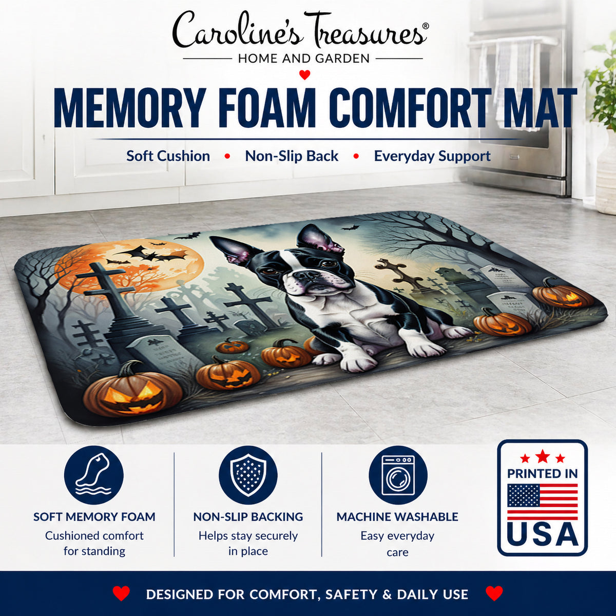 Caroline's Treasures Boston Terrier Dogs Memory Foam Mat 19x27