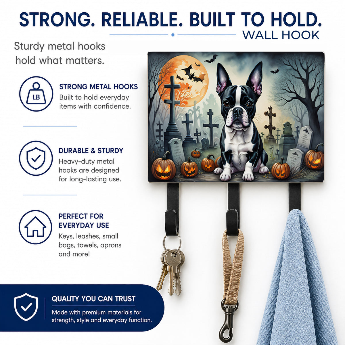 Caroline's Treasures Boston Terrier Dogs Ceramic Triple Wall Hook