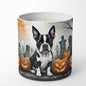 Caroline's Treasures DAC2022CDL Boston Terrier Spooky Halloween Decorative Soy Candle Nature Soy Wax Essential Oil Home Decor Ideal for Bedroom Kitchen Bath Office Gift, 10 oz