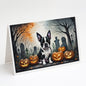 Caroline's Treasures DAC2022GCA7P Boston Terrier Spooky Halloween Greeting Cards and Envelopes Pack of 8 Blank Cards with Envelopes Whimsical A7 Size 5x7 Blank Greeting Cards