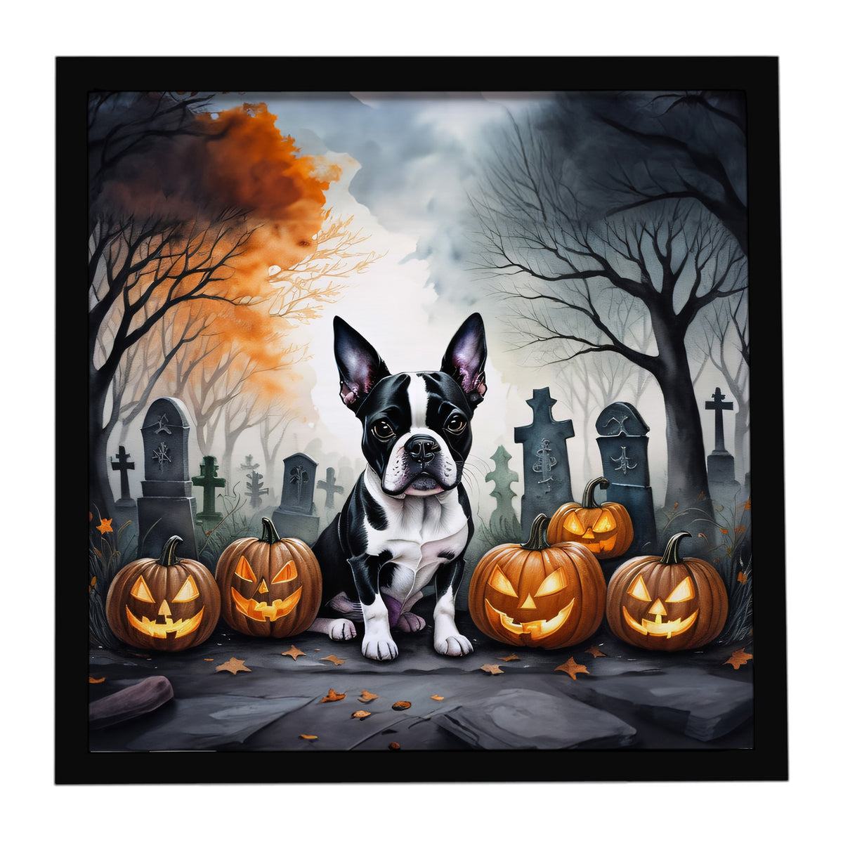 Caroline's Treasures Boston Terrier Dogs Framed Metal Wall Art 8 x 8 Inch