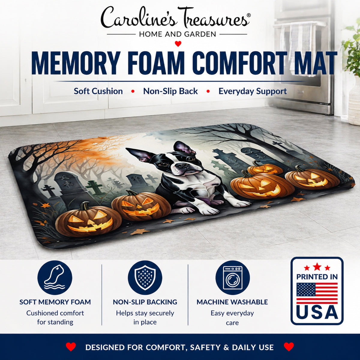 Caroline's Treasures Boston Terrier Dogs Memory Foam Mat 19x27