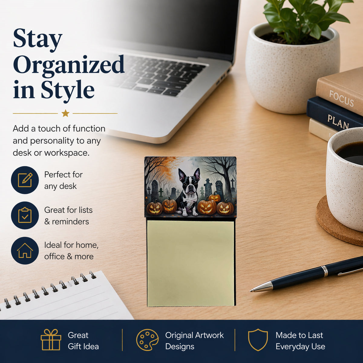 Caroline's Treasures Boston Terrier Dogs Decorative Sticky Note Holder