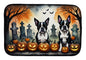 Caroline's Treasures DAC2023DDM Boston Terrier Spooky Halloween Dish Drying Mat Absorbent Dish Drying Mat Pad for Kitchen Counter Dish Drainer Mat for Countertop, 14 x 21, Multicolor