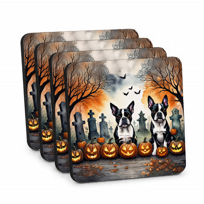 Caroline's Treasures Boston Terrier Dogs Foam Drink Coasters Set of 4