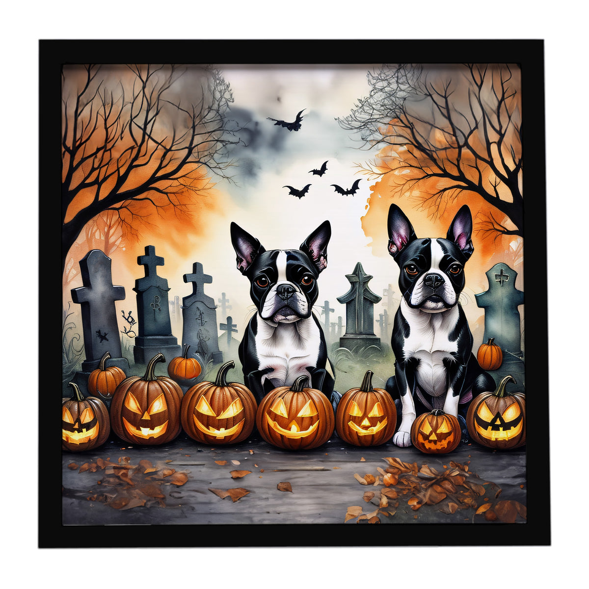 Caroline's Treasures Boston Terrier Dogs Framed Metal Wall Art 8 x 8 Inch