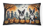Caroline's Treasures DAC2023PW1216 Boston Terrier Spooky Halloween Fabric Decorative Pillow Machine Washable, Indoor Outdoor Decorative Pillow for Couch, Bed or Patio, 12HX16W