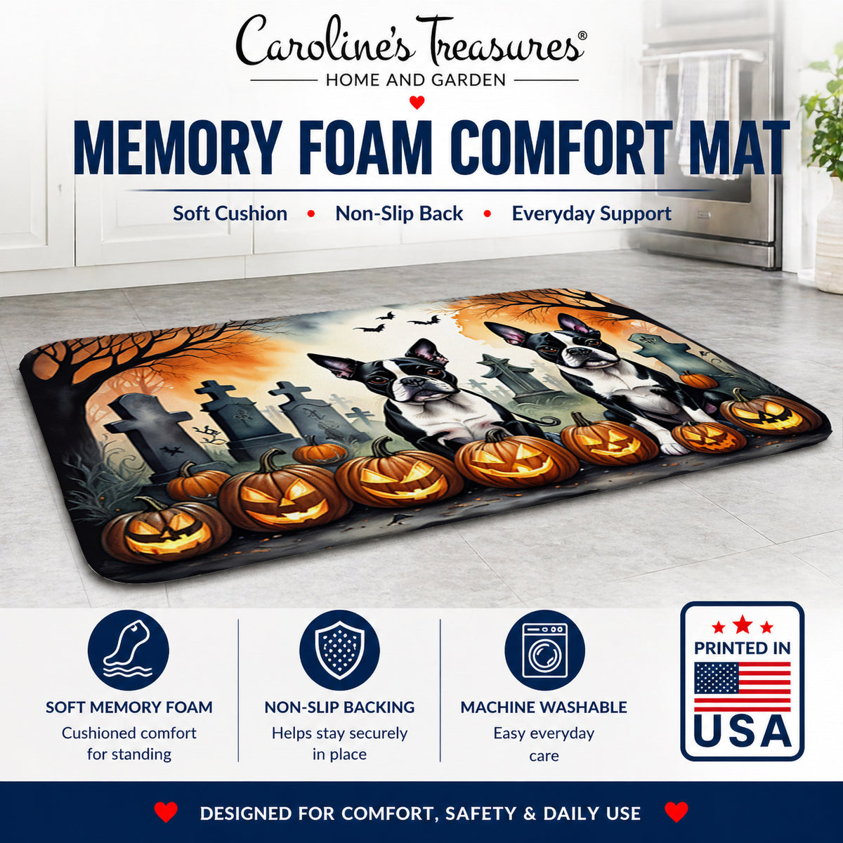 Caroline's Treasures Boston Terrier Dogs Memory Foam Mat 19x27