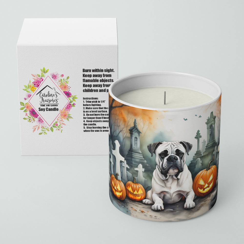 Caroline's Treasures DAC2024CDL Boxer Spooky Halloween Decorative Soy Candle Nature Soy Wax Essential Oil Home Decor Ideal for Bedroom Kitchen Bath Office Gift, 10 oz