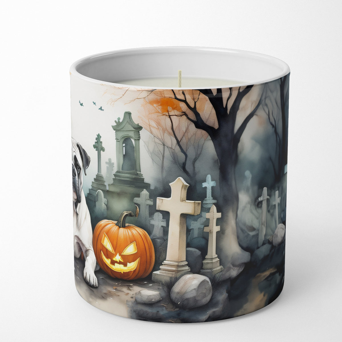 Caroline's Treasures DAC2024CDL Boxer Spooky Halloween Decorative Soy Candle Nature Soy Wax Essential Oil Home Decor Ideal for Bedroom Kitchen Bath Office Gift, 10 oz
