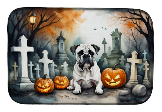 Caroline's Treasures DAC2024DDM Boxer Spooky Halloween Dish Drying Mat Absorbent Dish Drying Mat Pad for Kitchen Counter Dish Drainer Mat for Countertop, 14 x 21, Multicolor